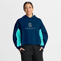 Women's Fanatics Navy Seattle Kraken Back Check Boxy Hoodie