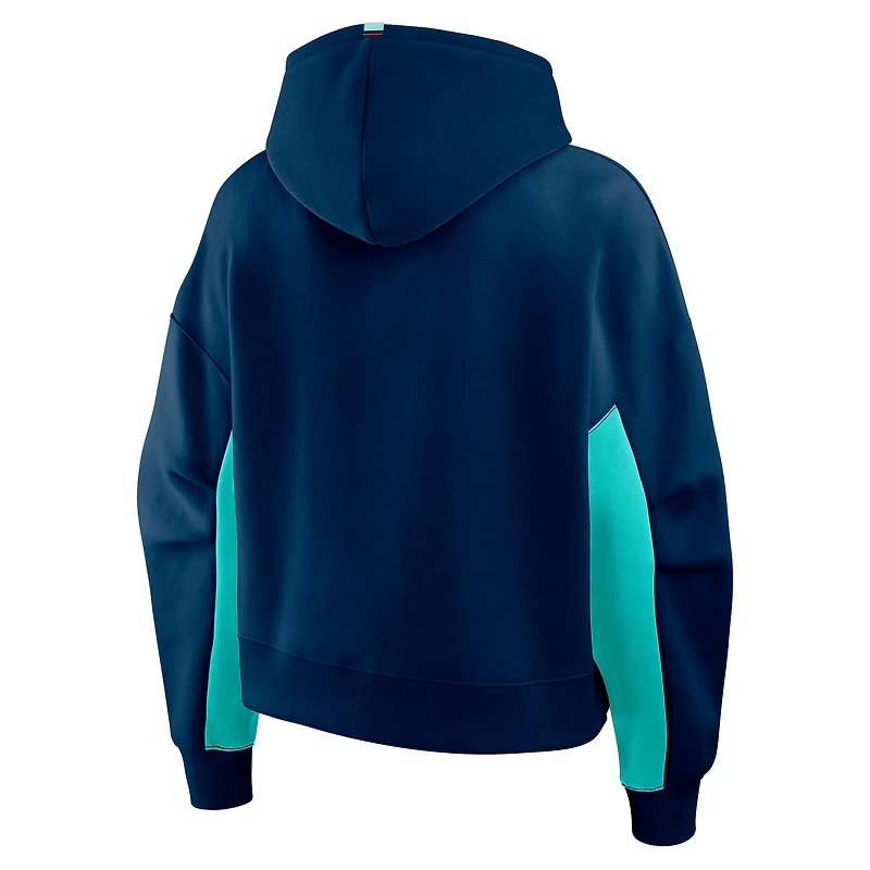 Sweat à capuche carré carreaux Seattle Kraken bleu marine pour femme (Fanatics)