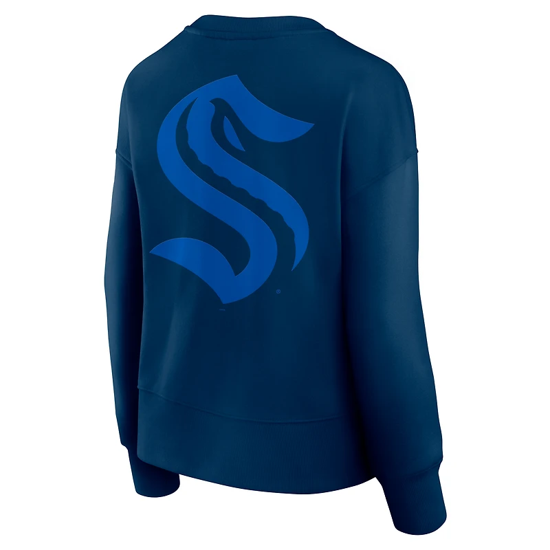 Women's Fanatics  Navy Seattle Kraken Elements Flow Pullover Sweatshirt