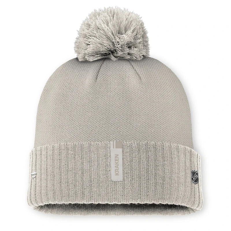 Bonnet en tricot à revers et pompon pour femme Fanatics Tan Seattle Kraken Authentic Pro Road