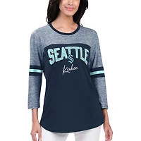 T-shirt à manches 3/4 G-III 4Her par Carl Banks pour femmes Deep Sea Blue Seattle Kraken Play The Game