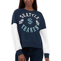 Women's G-III 4Her by Carl Banks Deep Sea Blue Seattle Kraken Team Pride Pullover Sweatshirt