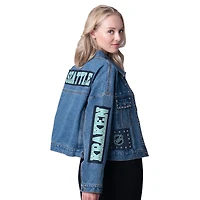 Women's G-III 4Her by Carl Banks  Seattle Kraken Game Ball Cropped Button-Up Denim Jacket
