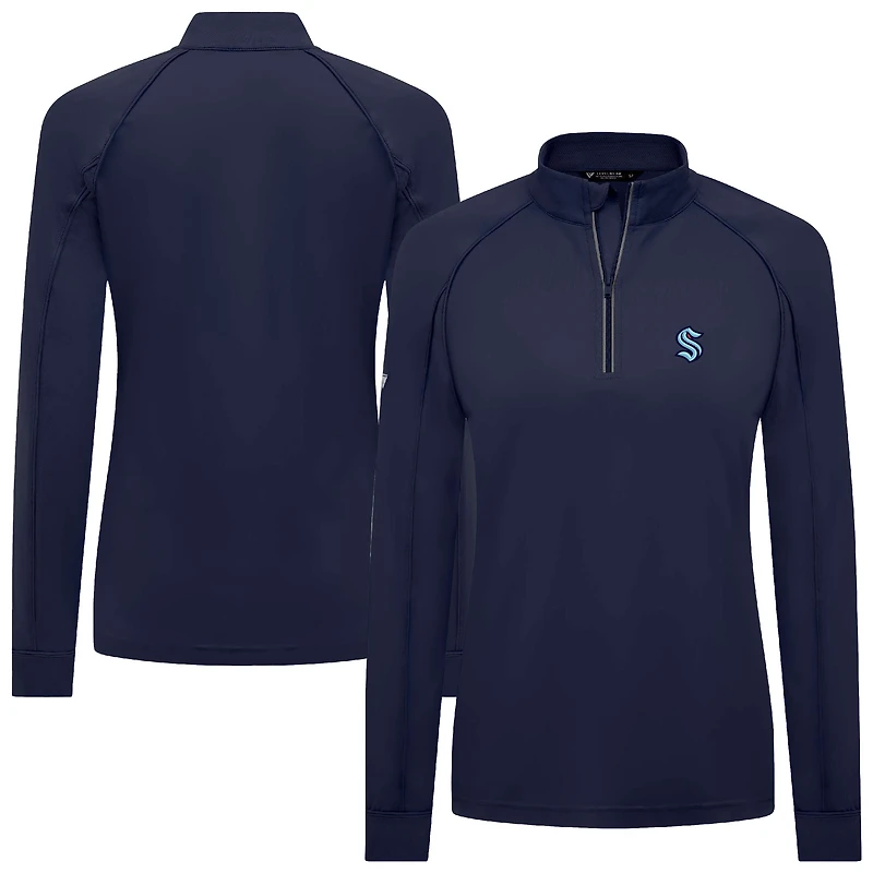 Women's Levelwear Deep Sea Blue Seattle Kraken Kinetic Insignia Core Raglan Quarter-Zip Top