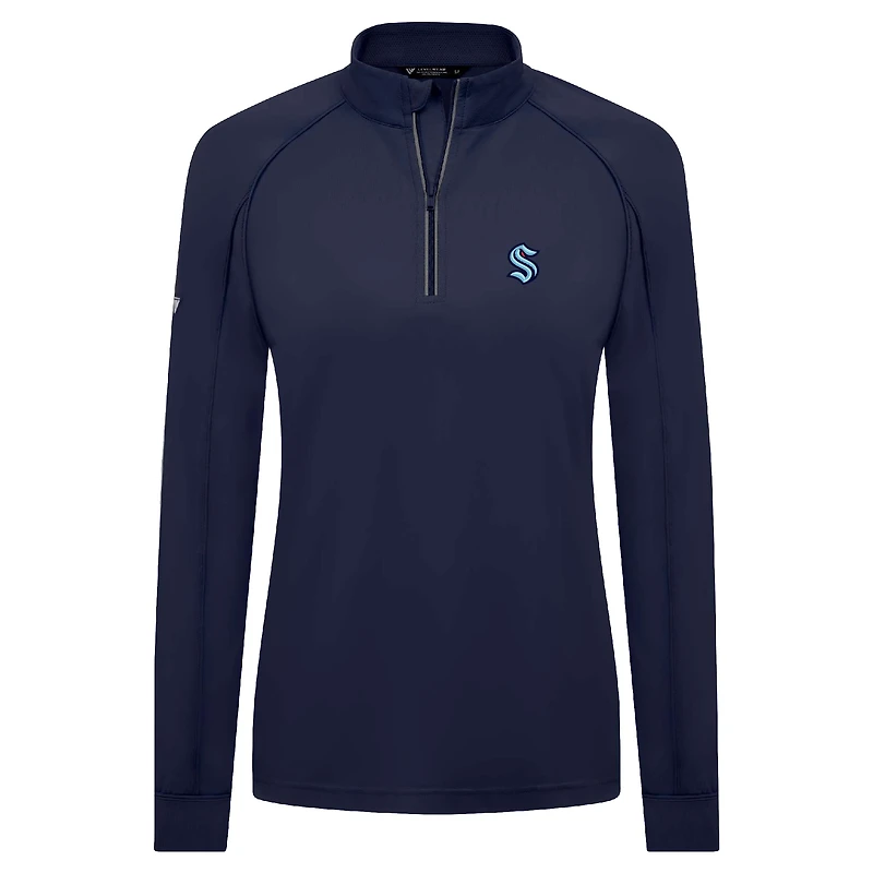 Women's Levelwear Deep Sea Blue Seattle Kraken Kinetic Insignia Core Raglan Quarter-Zip Top