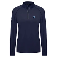 Women's Levelwear Deep Sea Blue Seattle Kraken Kinetic Insignia Core Raglan Quarter-Zip Top