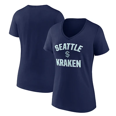 Women's Logo Athletic  Navy Seattle Kraken Arch Victory V-Neck T-Shirt