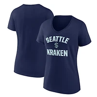 Women's Logo Athletic  Navy Seattle Kraken Arch Victory V-Neck T-Shirt