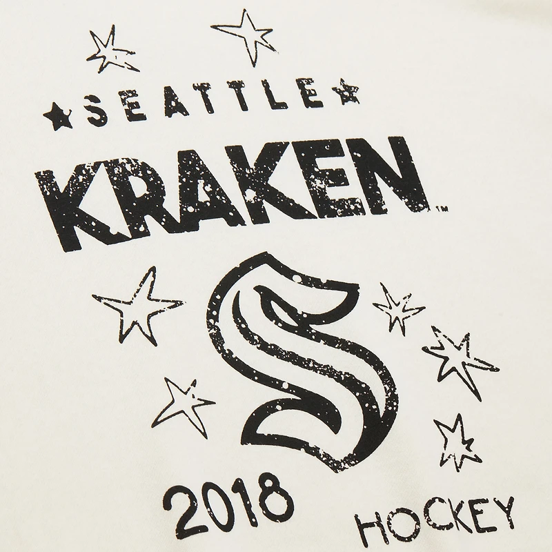 Women's Mitchell & Ness  Cream Seattle Kraken Logo 3.0 Pullover Sweatshirt