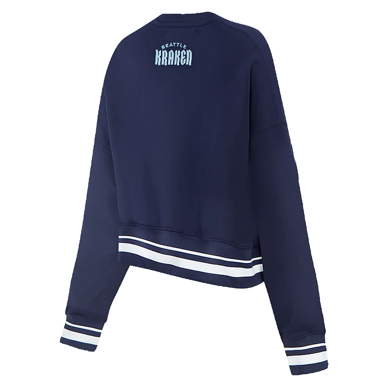 Women's Pro Standard  Deep Sea Blue Seattle Kraken Area Code Cropped Pullover Sweatshirt