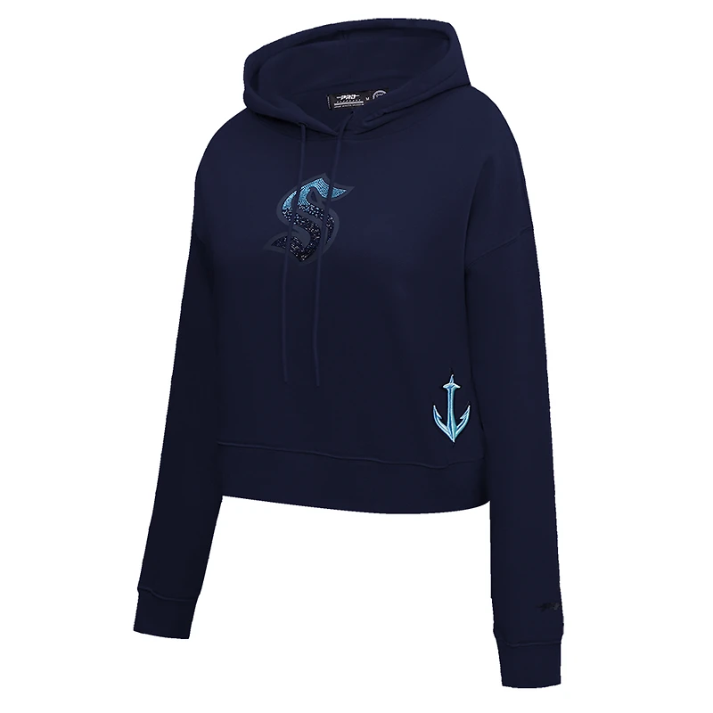 Women's Pro Standard  Deep Sea Blue Seattle Kraken Jewels Cropped Pullover Hoodie
