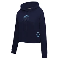 Women's Pro Standard  Deep Sea Blue Seattle Kraken Jewels Cropped Pullover Hoodie