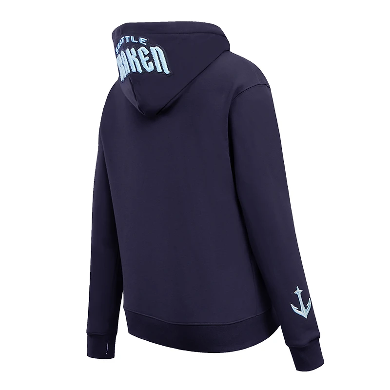 Women's Pro Standard Navy Seattle Kraken Classic Chenille Pullover Hoodie