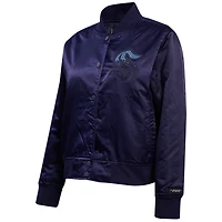 Women's Pro Standard  Navy Seattle Kraken Rhinestone Jewels Satin Full-Snap Jacket