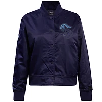 Women's Pro Standard  Navy Seattle Kraken Rhinestone Jewels Satin Full-Snap Jacket