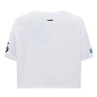 T-shirt court Pro Standard blanc Seattle Kraken Boxy Script Tail pour femmes