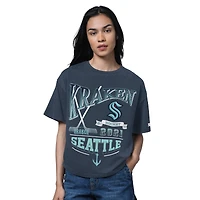 Women's Starter Heather Deep Sea Blue Seattle Kraken Oversized Hall of Fame T-Shirt