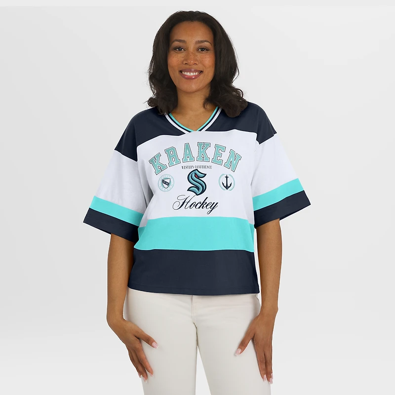 T-shirt style maillot Seattle Kraken noir/blanc WEAR by Erin Andrews pour femme