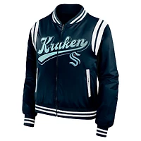 Women's WEAR by Erin Andrews  Deep Sea Blue Seattle Kraken Baller Full-Zip Bomber Jacket