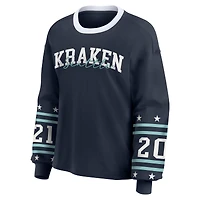 T-shirt de sport à manches longues Seattle Kraken bleu marine pour femme WEAR by Erin Andrews