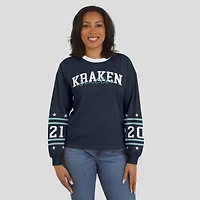 T-shirt de sport à manches longues Seattle Kraken bleu marine pour femme WEAR by Erin Andrews