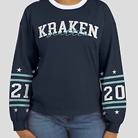 T-shirt de sport à manches longues Seattle Kraken bleu marine pour femme WEAR by Erin Andrews