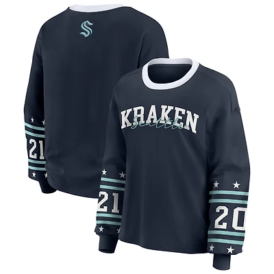 T-shirt de sport à manches longues Seattle Kraken bleu marine pour femme WEAR by Erin Andrews