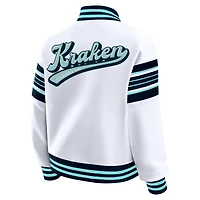 Women's WEAR by Erin Andrews White/Deep Sea Blue Seattle Kraken Full-Snap Fleece Sweatshirt Jacket