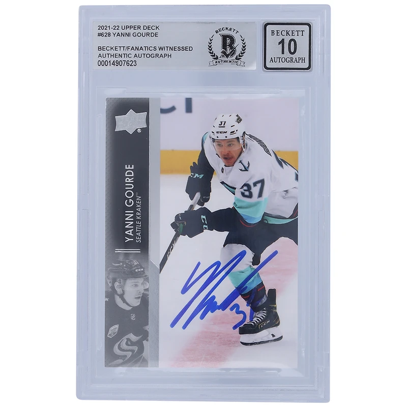 Yanni Gourde Seattle Kraken Autographed 2021-22 Upper Deck Extended Series #628 Beckett Fanatics Witnessed Authenticated Card