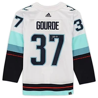 Yanni Gourde Seattle Kraken Autographed White adidas Authentic Jersey with Inaugural Season Jersey Patch