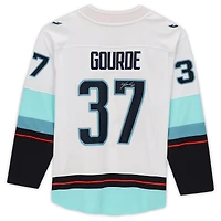 Yanni Gourde White Seattle Kraken Autographed adidas Authentic Jersey with Inaugural Season Patch