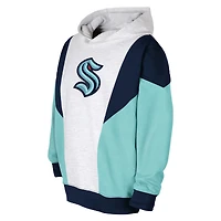 Youth Ash/Deep Sea Blue Seattle Kraken Champion League Fleece Pullover Hoodie