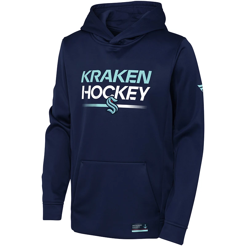 Youth Fanatics Deep Sea Blue Seattle Kraken Authentic Pro Pullover Hoodie