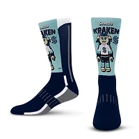 Youth For Bare Feet Deep Sea Blue Seattle Kraken Mascot Fever Crew Socks