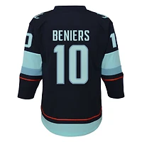Maillot de joueur alternatif réplique la marine Matty Beniers pour les jeunes du Seattle Kraken
