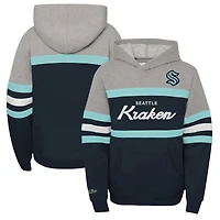 Youth Mitchell & Ness Deep Sea Blue Seattle Kraken Head Coach Pullover Hoodie