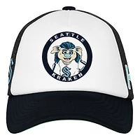 Youth Mitchell & Ness  White Seattle Kraken Mascot Adjustable Trucker Hat