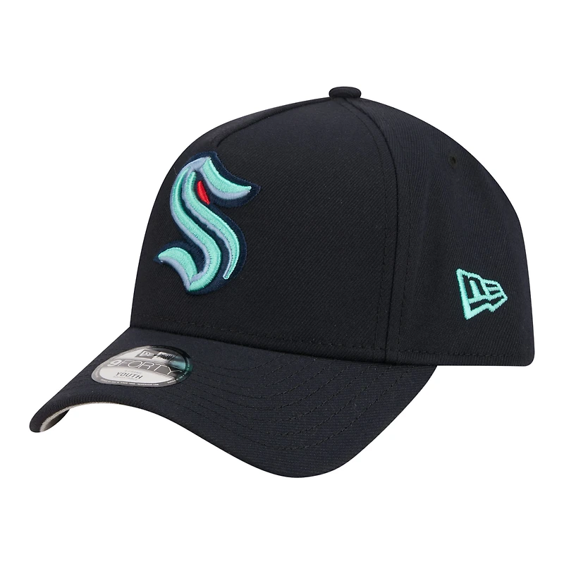 Casquette ajustable New Era Deep Sea Blue Seattle Kraken 9FORTY pour jeunes
