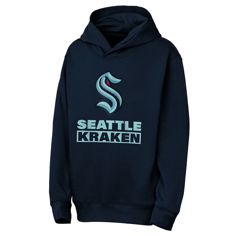 Youth Outerstuff  Deep Sea Blue Seattle Kraken Back to Basics Hoodie