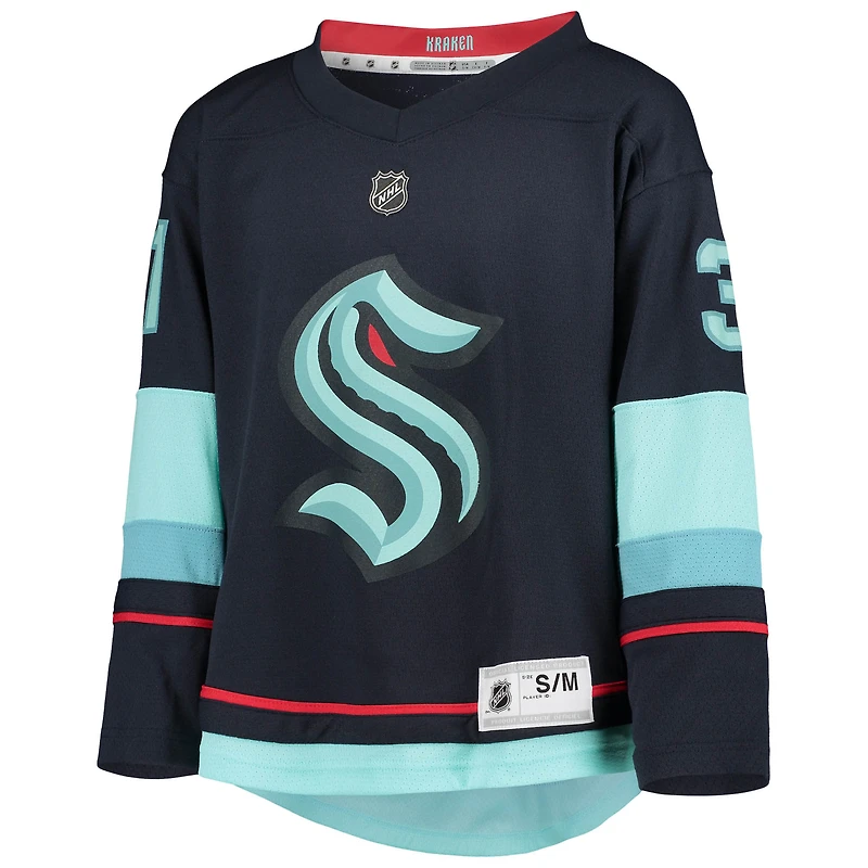 Youth Philipp Grubauer Deep Sea Blue Seattle Kraken Home Replica Player
