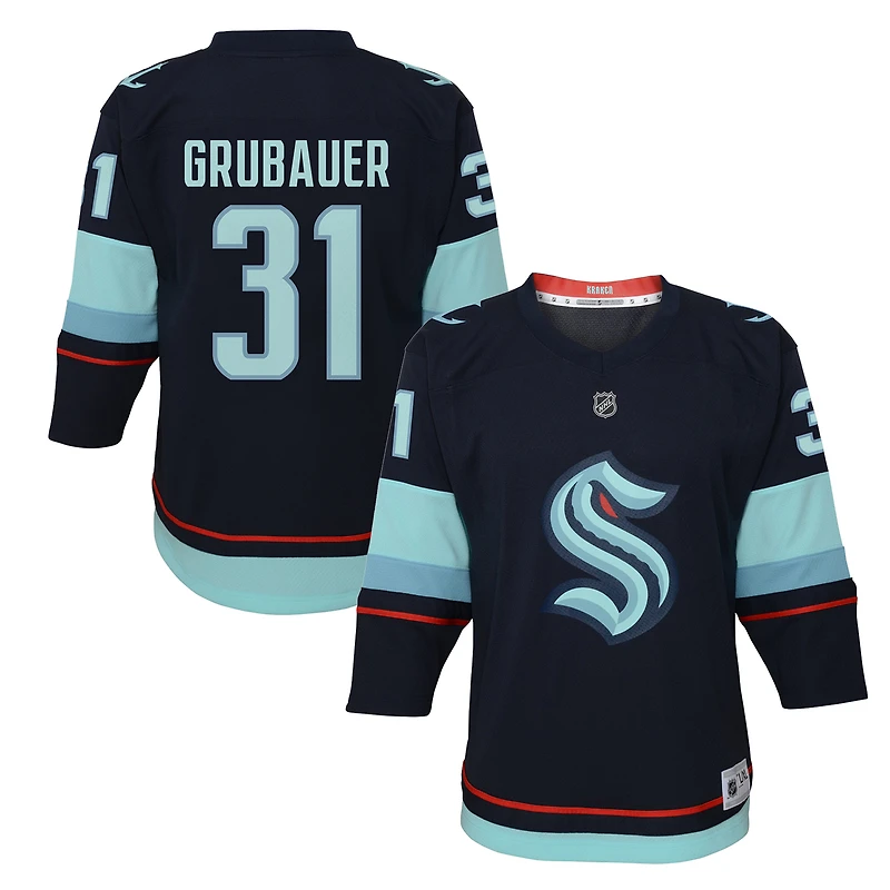 Jeune Philipp Grubauer Deep Sea Bleu Seattle Kraken Home Replica Player - Maillot