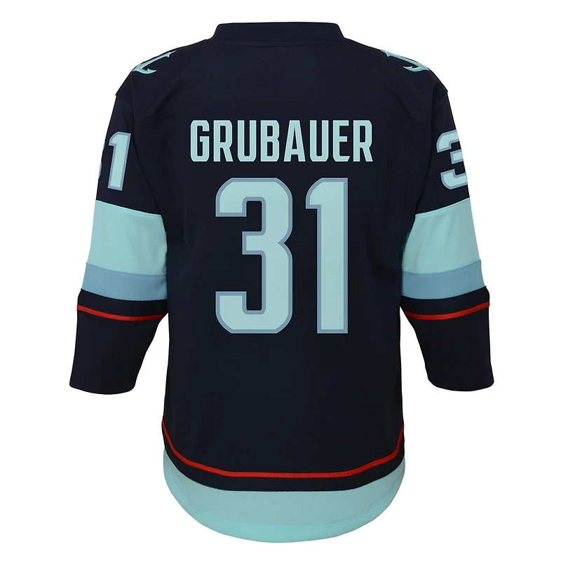Youth Philipp Grubauer Deep Sea Blue Seattle Kraken Home Replica Player - Jersey