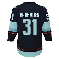 Youth Philipp Grubauer Deep Sea Blue Seattle Kraken Home Replica Player - Jersey