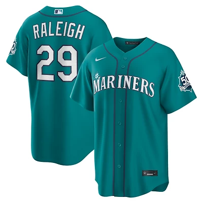 Men's Nike Cal Raleigh Teal Seattle Mariners Alternate 50th Season Patch Stadium Jersey