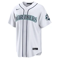 Maillot Nike Cal Raleigh blanc pour homme des Mariners de Seattle, écusson du stade domicile 50e saison