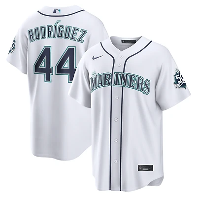 Men's Nike Julio Rodríguez White Seattle Mariners Home Stadium 50th Season Patch Jersey