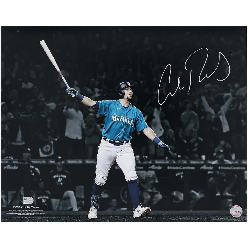 Photo dédicacée de Cal Raleigh par les Mariners de Seattle (40,6 x 50,8 cm) – Coup de projecteur sur un home run en séries éliminatoires