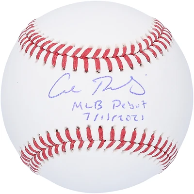 Baseball autographié par Cal Raleigh des Seattle Mariners avec l'inscription « MLB Debut 7/ 11/2021 »