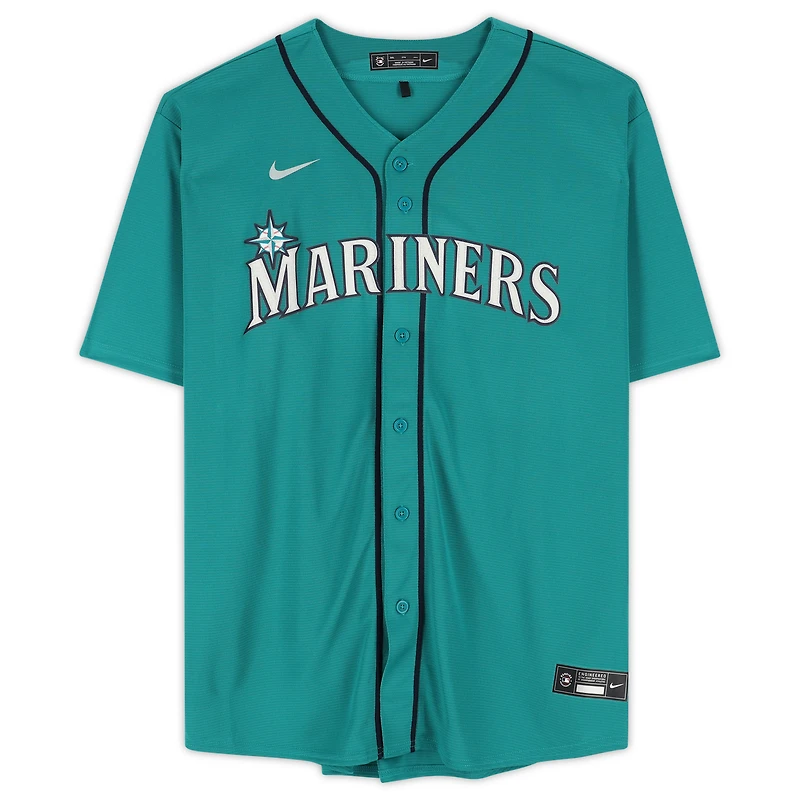 Maillot réplique vert Nike autographié des Mariners de Seattle, porté par Cal Raleigh