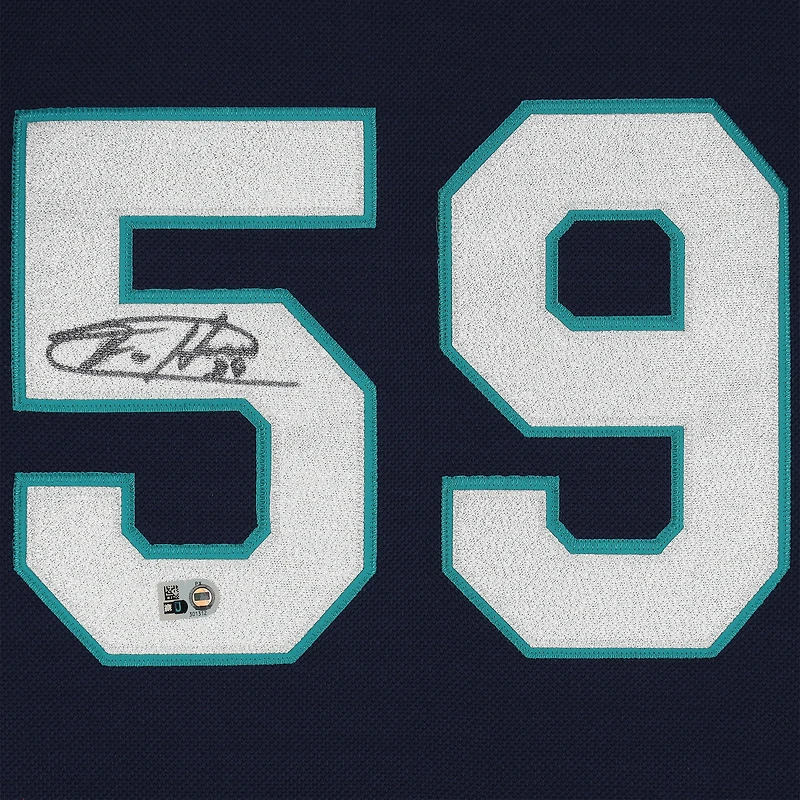 Maillot d'entraînement au bâton Mitchell & Ness Cooperstown bleu marine autographié par Felix Hernandez des Mariners de Seattle